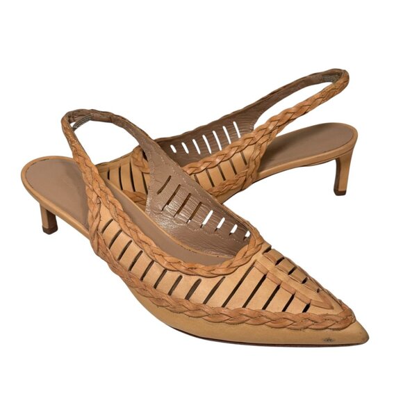 Ulla Johnson Natural Leather Slingback Braid Detail Kitten Heel size 37/6.5 - Picture 4 of 13